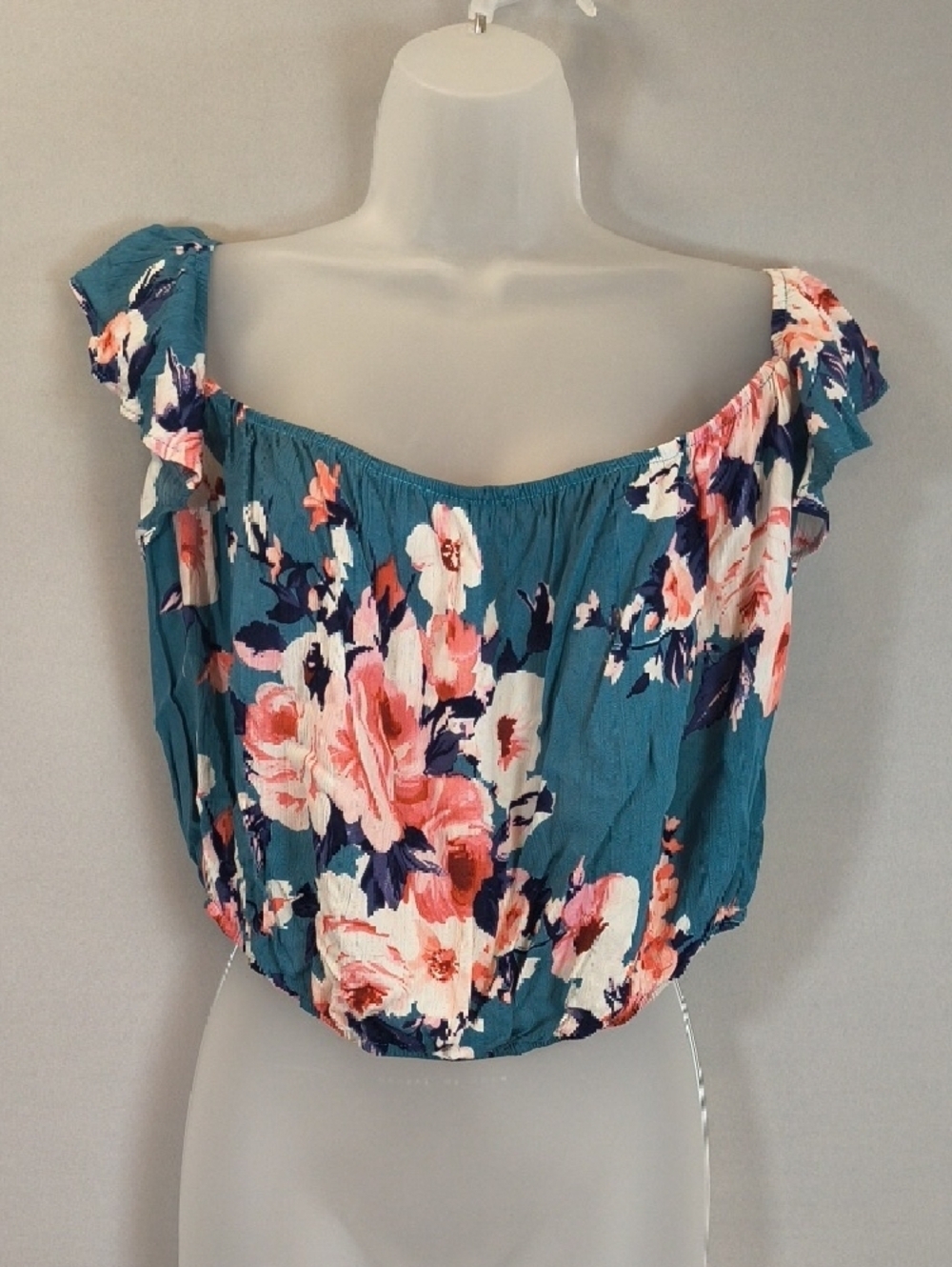 Shelly Women's Floral Pink/Blue Crop Top, NWT Size S